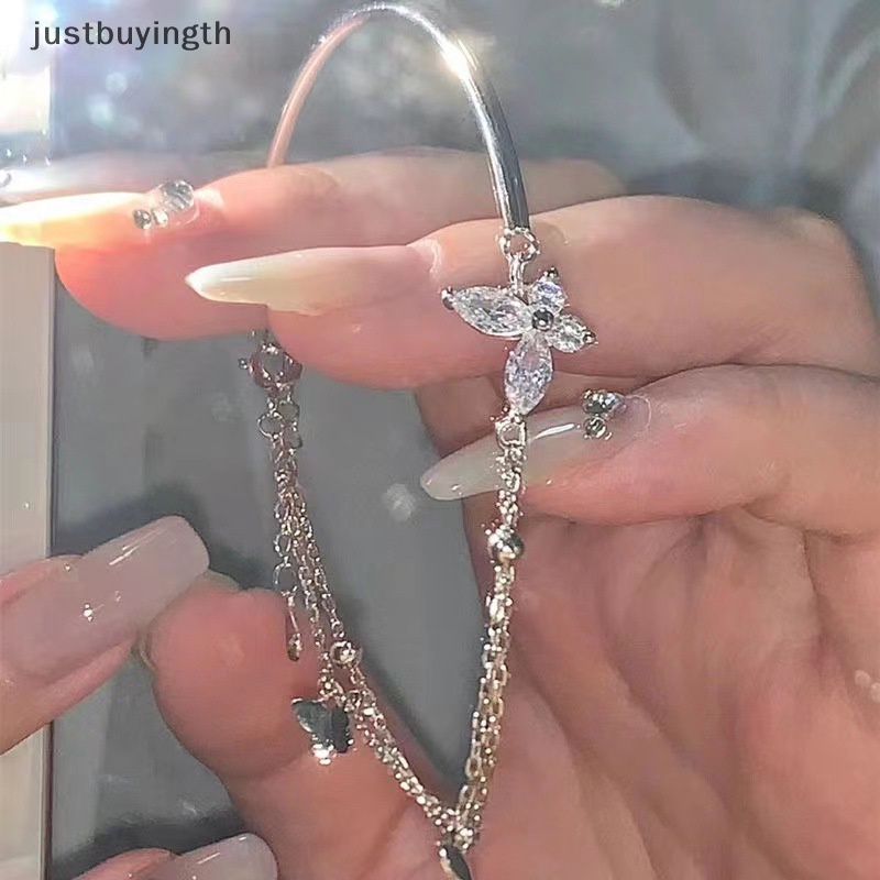 [JBTH] สร้อยข้อมือ กําไลข้อมือ โซ่ หลายชั้น ประดับเพทาย ผีเสื้อ แวววาว สีเงิน เครื่องประดับแฟชั่น สําหรับผู้หญิง [JB]