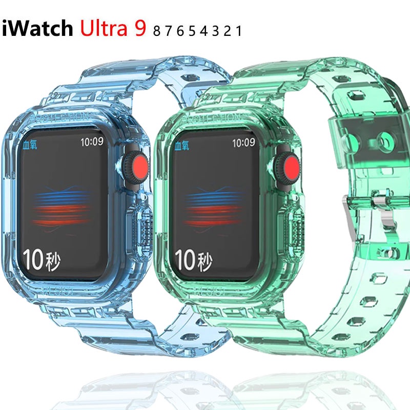 สายนาฬิกาข้อมือ TPU แบบใส กันน้ํา สําหรับ Apple Watch iwatch Ultra Ultra2 9 8 7 6 5 49 มม. 40 มม. 41 มม. 44 มม. 45 มม.