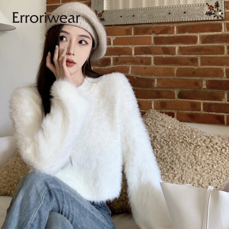 Erroriwear เสื้อกันหนาว ผ้าถัก ทรงหลวม สีดํา สําหรับผู้หญิง 2023