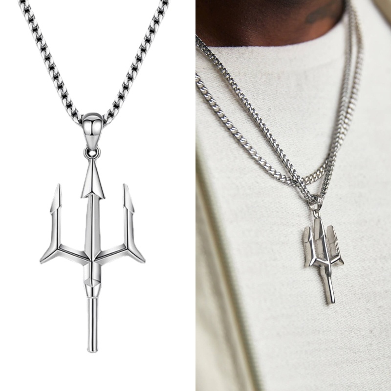 HAP Unisex Mythology จี้สร้อยคอ Retro Tridents Charm Clavicle Chain Choker