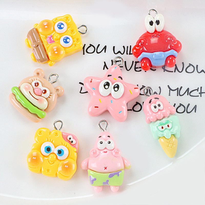 เครื่องประดับ พวงกุญแจ จี้เรซิ่น รูปการ์ตูนปู พาย ดาว ปู สีแดง ขนาดเล็ก แฮนด์เมด diy - รูปที่ 2