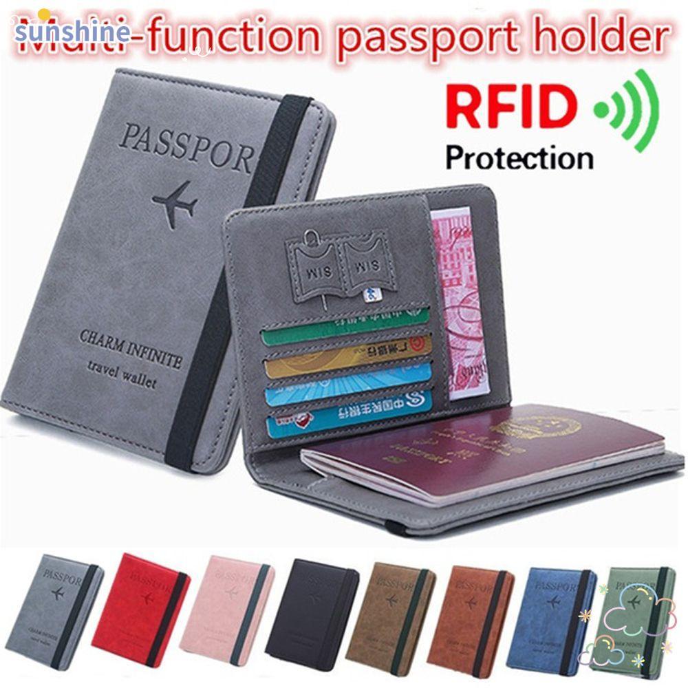 กระเป๋าสตางค์ ใส่หนังสือเดินทาง บัตรเครดิต เอกสาร แบบบางเฉียบ RFID