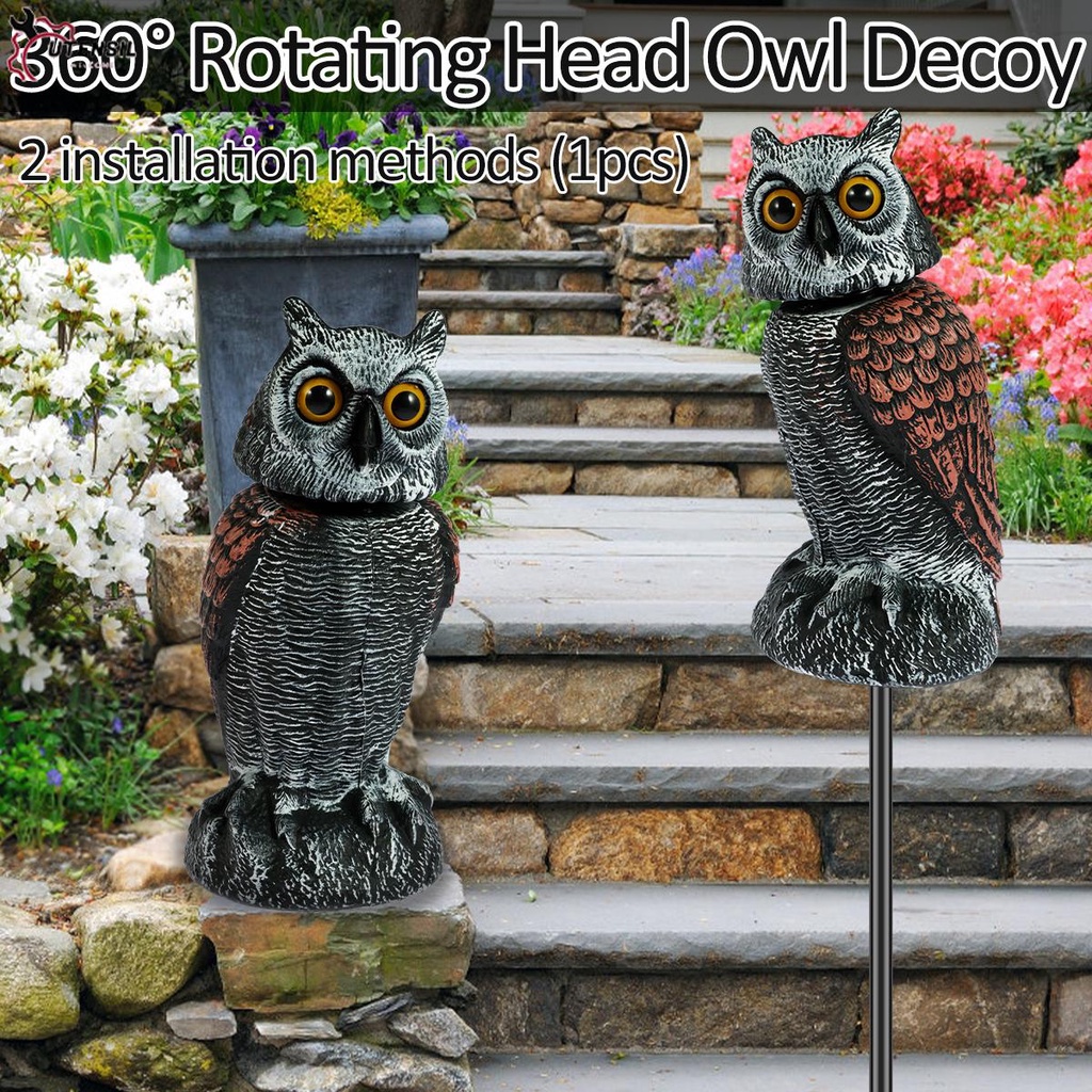 นกฮูกปลอม เสมือนจริง พร้อมนกฮูกจําลอง 360° รูปปั้นนกฮูก หัวหมุนได้ SHOPSBC2638