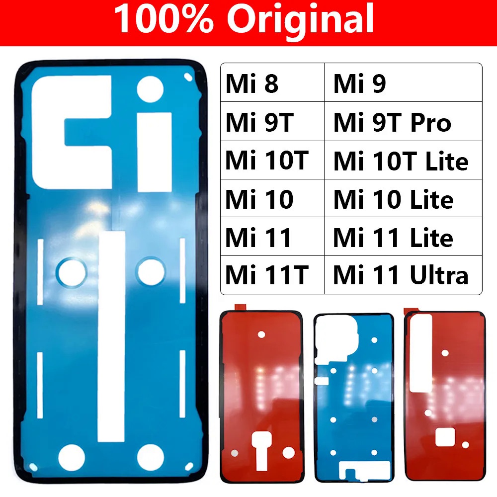 ต้นฉบับใหม่สำหรับ Xiaomi Mi 8 9 9T 10 10T 11 11T 12 Pro Lite Note 10 Lite ฝาหลังแบตเตอรี่ สติ๊กเกอร์ประตู เทปกาว