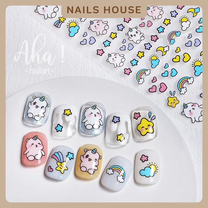 🏡  สติ๊กเกอร์ติดเล็บ สติกเกอร์แต่งเล็บ ตกแต่งเล็บ แบบบาง ญี่ปุ่น เด็ก Sticker Aha-026