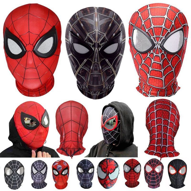 หน้ากากคอสเพลย์ The Avengers Iron Spiderman No Way Home Miles Morales แบบยืดหยุ่น สําหรับเด็ก ผู้ใหญ่
