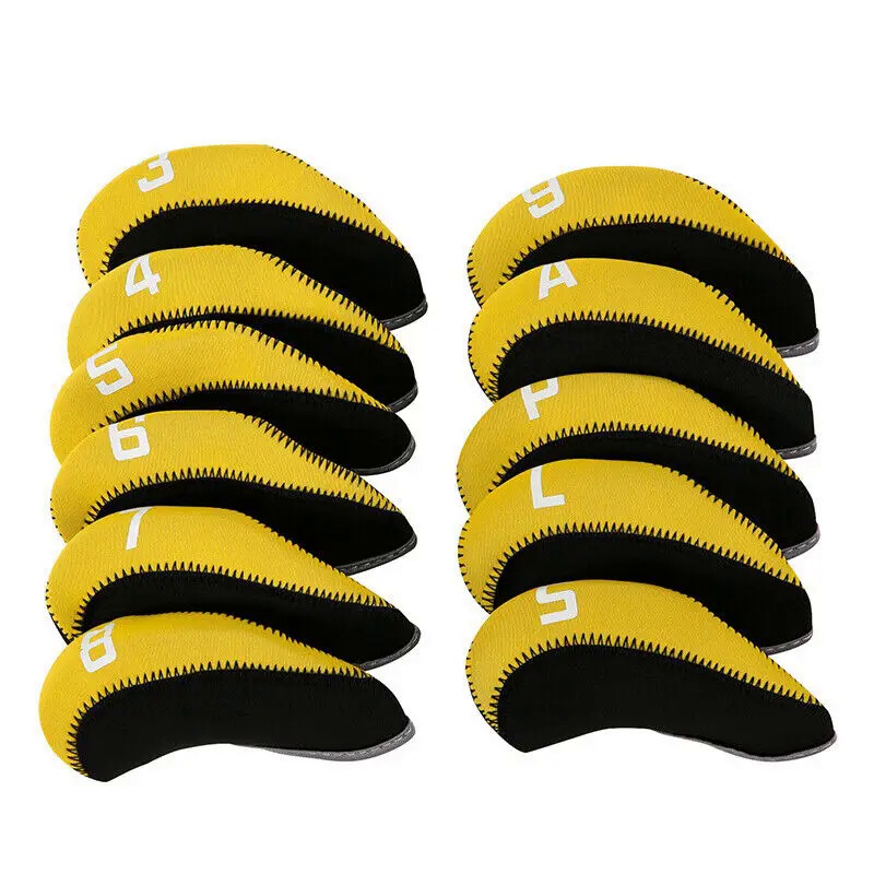 11PCS Golf Club Head Covers Set Interchangeable Iron Head Covers Protector Club Golf Iron Headcovers