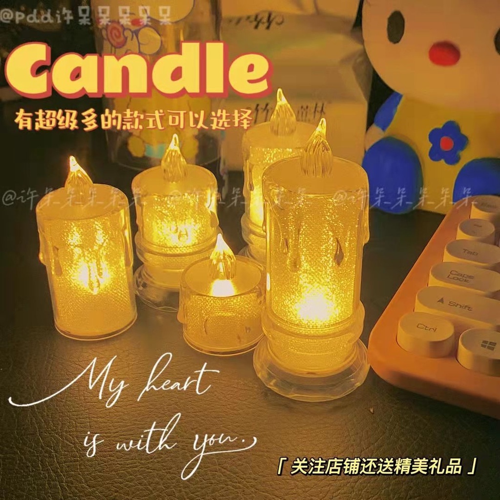 เทียน LED ไฟเทียนอิเล็กทรอนิกส์ ไฟตกแต่งห้องนอน ของขวัญวันเกิด อุปกรณ์ประกอบฉากถ่ายรูป - รูปที่ 4