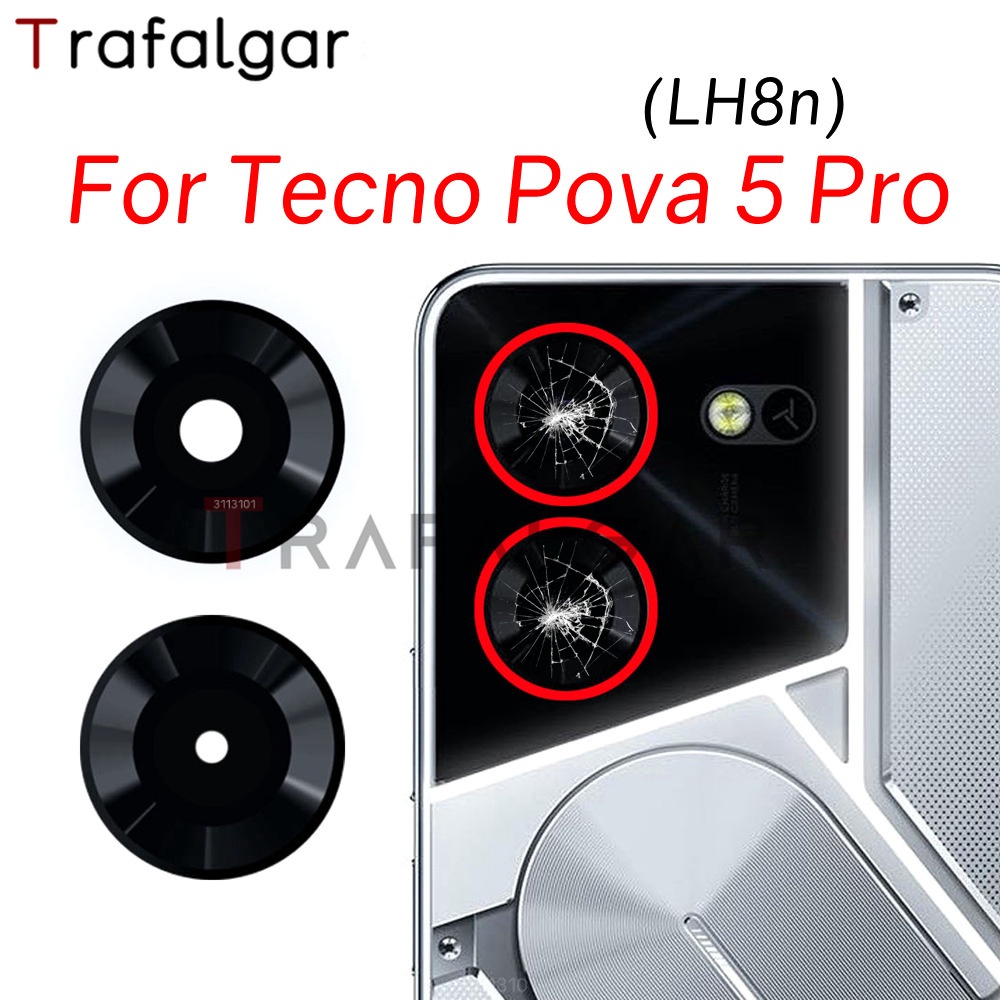 เลนส์กระจกกล้องด้านหลัง แบบเปลี่ยน พร้อมสติกเกอร์กาว สําหรับ Tecno Pova 5 Pro LH8n