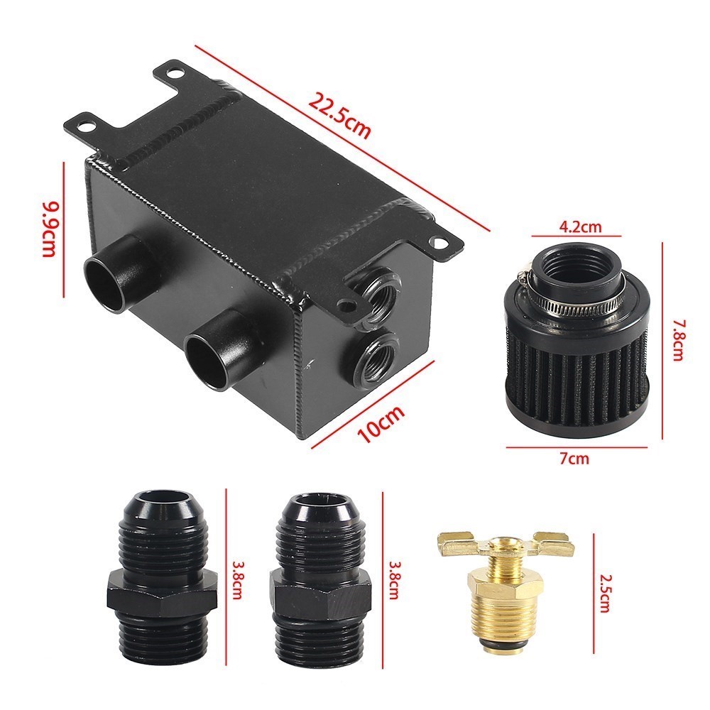น้ํามันจับถังอ่างเก็บน้ํา AN8 พร้อม Air Breather Filter Racing 1200ml 1.2L Twin Baffle Dual กรองเครื่องยนต์รถอุปกรณ์เสริม ราคา ถูกที่สุด ดีลบีเคเค แกลเลอรีภาพที่ 2