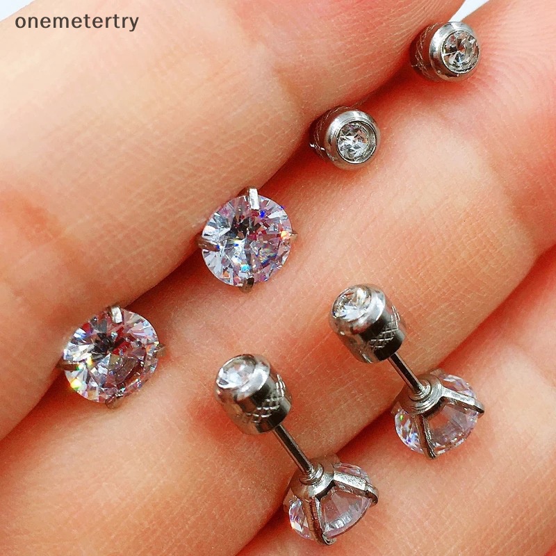 Onem 1 ชิ้น สเตนเลส คู่ คริสตัล เพทาย เกาหลี ต่างหู สําหรับผู้หญิง สกรู ต่างหู กระดุม ต่างหู ป้องกันอาการแพ้ เครื่องประดับร่างกาย n