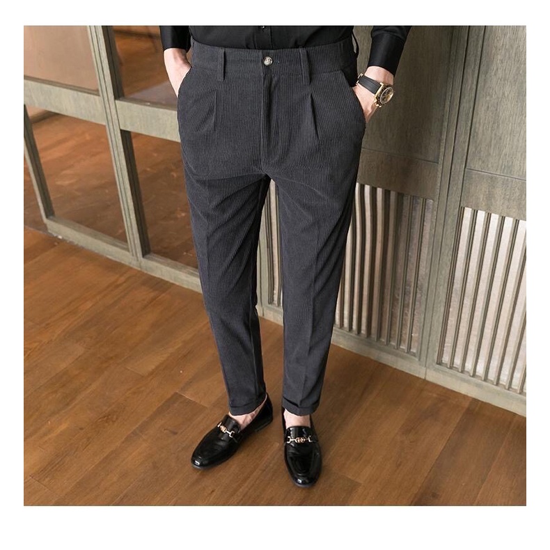 MNO.9 Pants D103 กางเกงสแล็คชาย ขายาว ผ้าลูกฟูก สไตล์เกาหลี