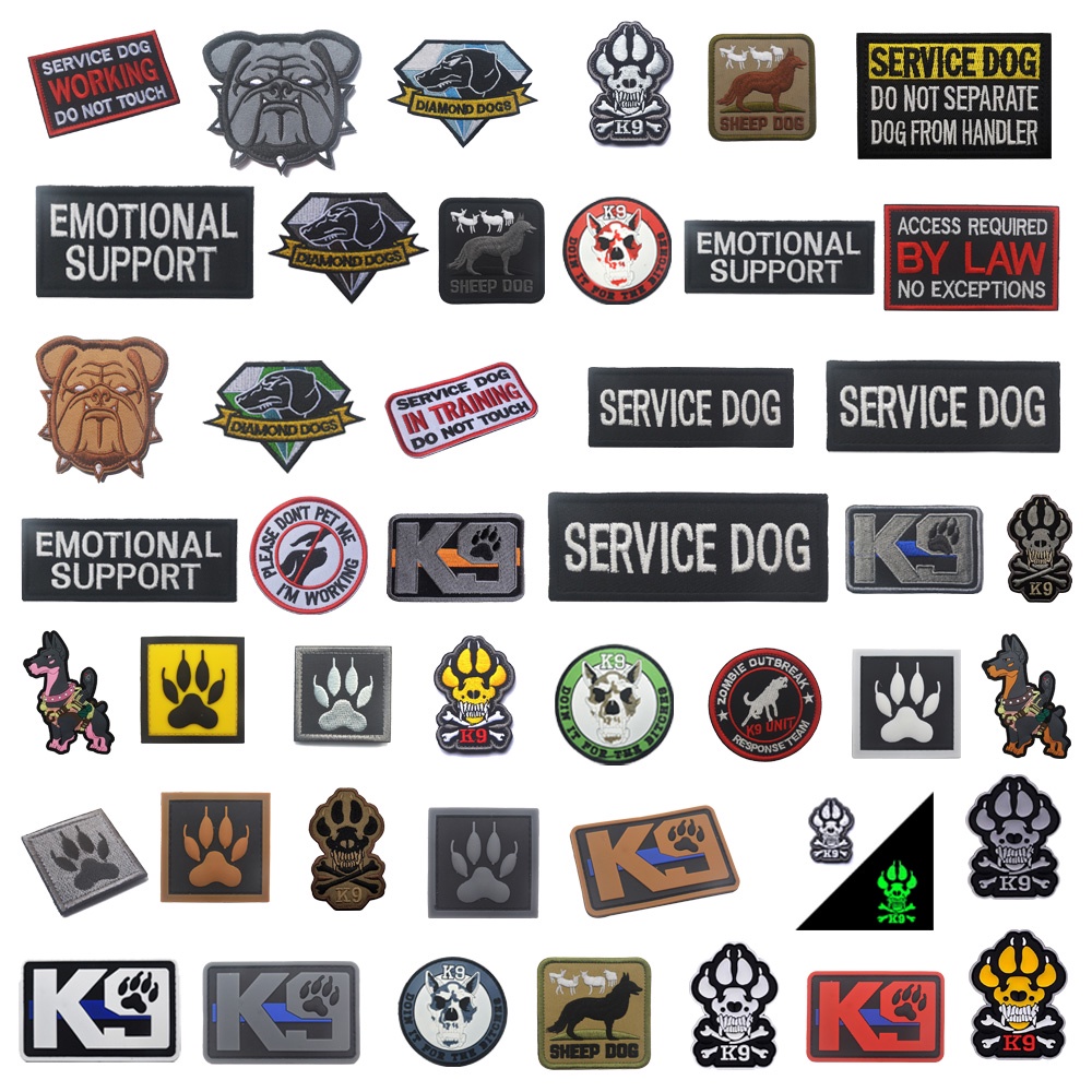 Velcro Patch ชุดยุทธวิธีสุนัขเรืองแสง K9 ลายอุ้งเท้าสุนัข ปลอกแขนปักลาย เสื้อผ้าสุนัข กระเป๋าอุปกรณ์เสริมผ้า สติกเกอร์