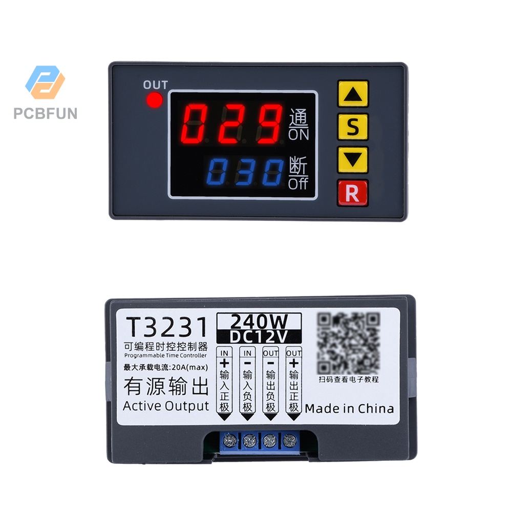 Pcbfun Ac110-220v Dc12v T3231 รีเลย์ตั้งเวลาดิจิทัล 1ch เอาท์พุต ตั้งเวลาได้