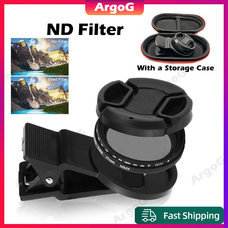 Argog ND Filter สําหรับโทรศัพท ์ Universal Clip-on Phone Camera Lens 37mm ND Filter Set พร ้ อมถุงเก ็ บของ