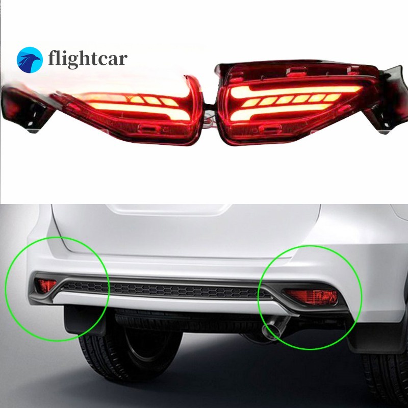 Flightcar หลอดไฟตัดหมอก LED สะท้อนแสง ติดกันชนหลัง อุปกรณ์เสริม สําหรับ Toyota Fortuner SW4 2015 201
