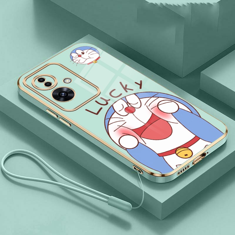 Oppo Reno11F 5G reno 11F โดราเอมอนน่ารัก ยาง เคสโทรศัพท์เคลือบเงา เคสกันกระแทก พร้อมแหวนคล้อง