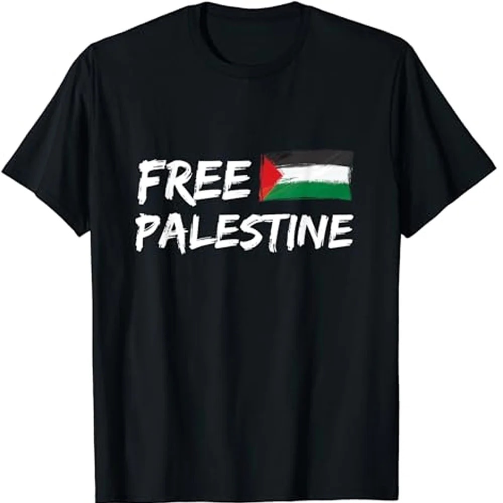 1R2Y6T3M0- Free Palestine  แฟชั่นคลาสสิกเสื้อยืดผ้าฝ้ Peace Love Flag T-Shirt💖❤️10.28-1