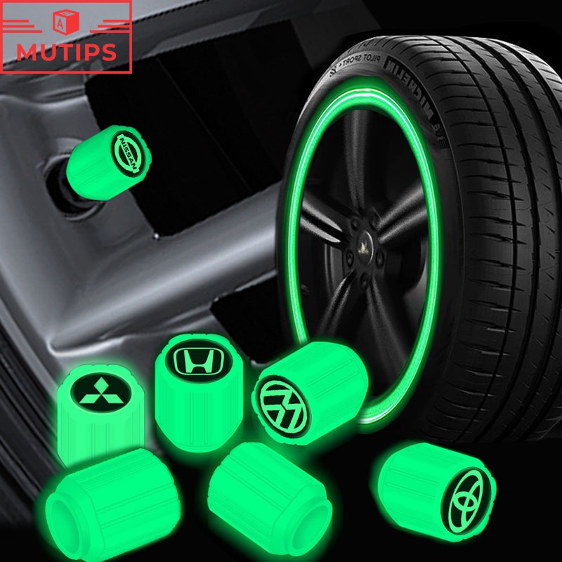 4 ชิ้น จุกลมยางรถยนต์ ฝาครอบวาล์วยางล้อรถยนต์ เรืองแสงในที่มืด จุกลมมอเตอร์ไซค์ v Atto 3 Yuan Plus G