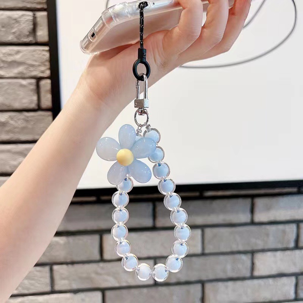 สีดอกไม้ประดับด้วยลูกปัดสายโทรศัพท์มือถือน่ารักสไตล์ Handmade สายรัดข้อมือสำหรับโทรศัพท์มือถือ Key จี้ Lanyard - รูปที่ 2