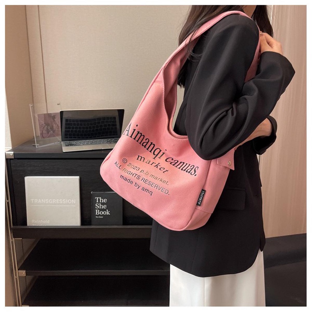 【พร้อมส่ง】miss bag fashion กระเป๋าผ้าสะพายข้างสะพายไหล่ ผ้าแคนวาสสำหรับผุ้หญิงสไตล์เกาหลี