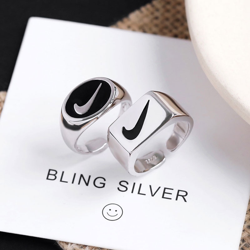 พร้อมส่งแหวนเปิดคู่แฟชั่นวินเทจติ๊กสัญลักษณ์นิ้วนิ้วชี้เกาหลีผู้ชายและผู้หญิงเครื่องประดับcobrandier