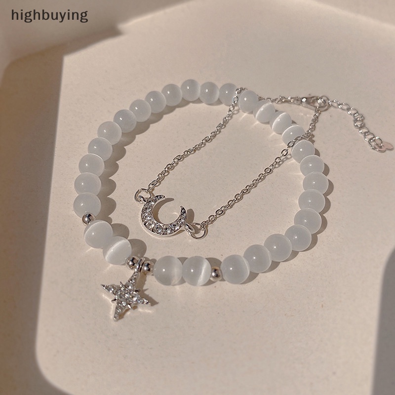 [highbuying] สวยหรู สีชมพู สร้อยข้อมือ สําหรับผู้หญิง น่ารัก ดาว ดวงจันทร์ สร้อยข้อมือ โซ่โลหะ ลูกปัด สร้อยข้อมือ น้องสาว แฟนสาว ของขวัญ ใหม่ พร้อมส่ง