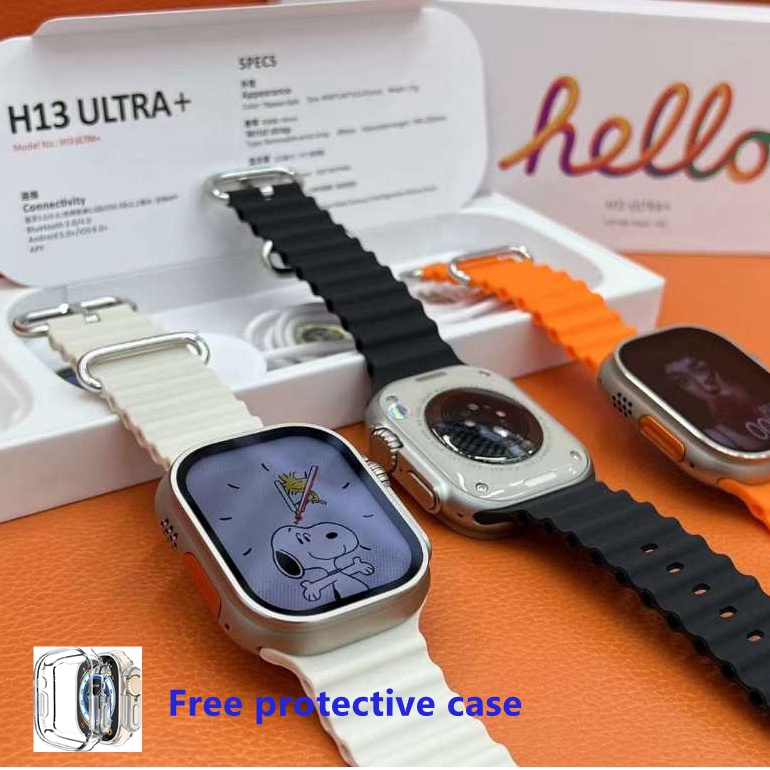 นาฬิกาข้อมือสมาร์ทวอทช์ H13 Ultra + IP68 กันน้ํา 1GB ROM เข็มทิศ บลูทูธ NFC Heart Rate H13 Ultra Plus Smartwatch Series 9 พร้อมหน้าจอ Amoled