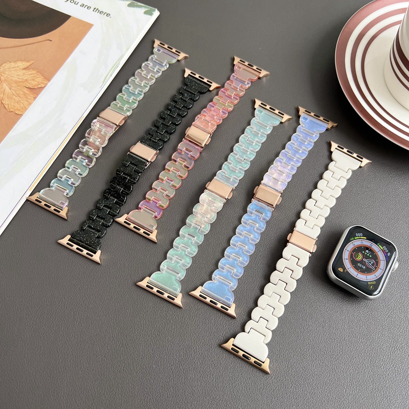 สายนาฬิกาข้อมือ เซรามิคใส เคลือบไฟฟ้า ขนาด 38 มม. 40 มม. 41 มม. 42 มม. 44 มม. 45 มม. 49 มม. สําหรับ Apple Watch