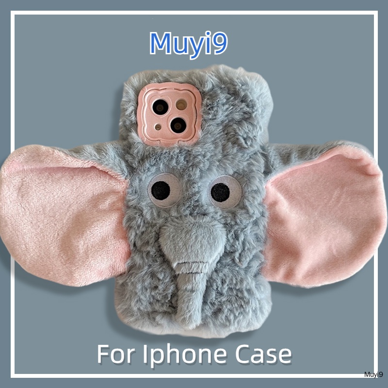 เคสโทรศัพท์มือถือ ผ้ากํามะหยี่ขนนิ่ม กันตก ปักลายการ์ตูนช้างน่ารัก 3D สร้างสรรค์ สําหรับ IPhone15ProMax 14ProMax I12 Pro MAX i11 15 13Pro
