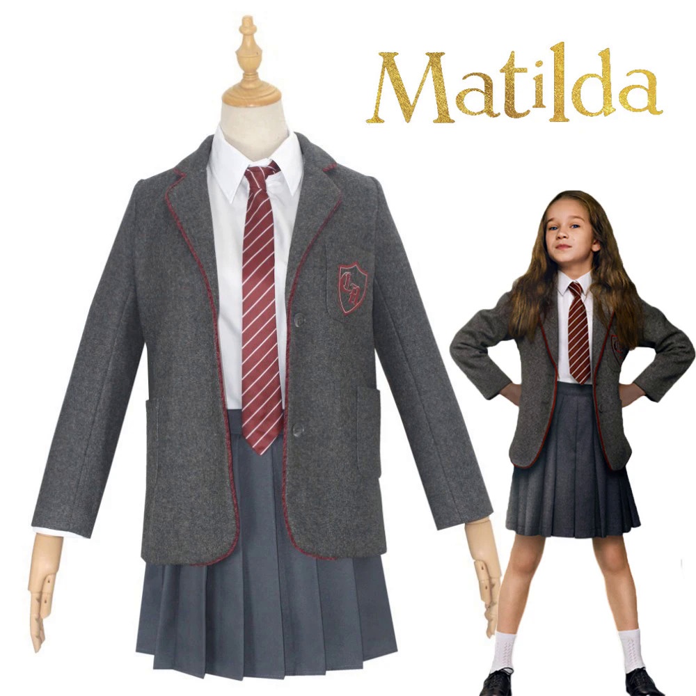 Roald Dahl's Matilda ชุดคอสเพลย์ ชุดเครื่องแบบนักเรียน กระโปรง เนคไทน์ สําหรับเด็ก