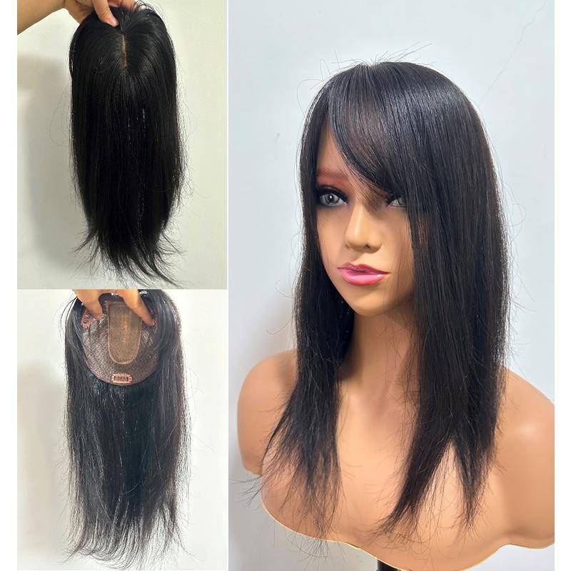 13ซม.x13ซม.หมวก100%ผมมนุษย์ธรรมชาติสมจริงผมtopper hairpieces top WigletแบนBanภาษาฝรั่งเศสคําRedgeสําหรับผู้หญิง20ซม. ~ 40ซม.สีดําสีน้ําตาลสีบลอนด์