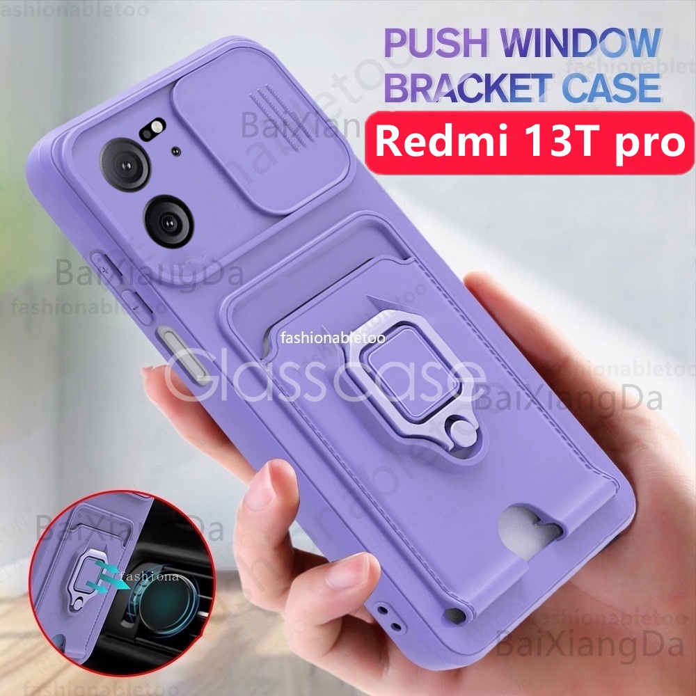 สําหรับxiaomi 14T 13T Pro 14TPro 13TPro Mi14T Mi14TPro Mi13T Mi13TProเคสโทรศัพท์โลหะเกราะแหวนวงเล็บStent Pushกล้องกันกระแทกป้องกันปลอกปกแข็ง
