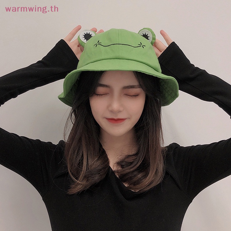 Warmwing หมวกบักเก็ต ทรงบักเก็ต ลายกบ สไตล์ชาวประมง แฟชั่นฤดูร้อน ฤดูใบไม้ร่วง สําหรับผู้หญิง TH