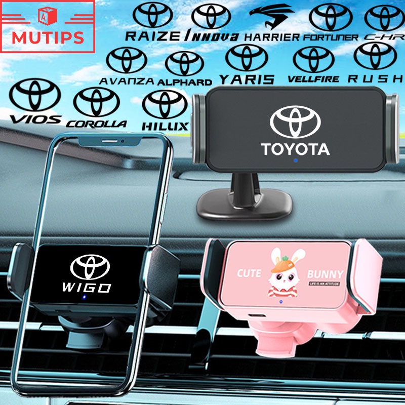 Toyota ประเภทหนีบอัตโนมัติ ที่วางโทรศัพท์มือถือในรถยนต์ GPS ขาตั้งโทรศัพท์ ที่ยึดโทรศัพท์ติดรถยนต์ Prius Fortuner Corolla Cross CHR Camry Wish Vios Veloz Estima Sienta Yaris Ativ Altis bZ4X Hiace Hilux Revo