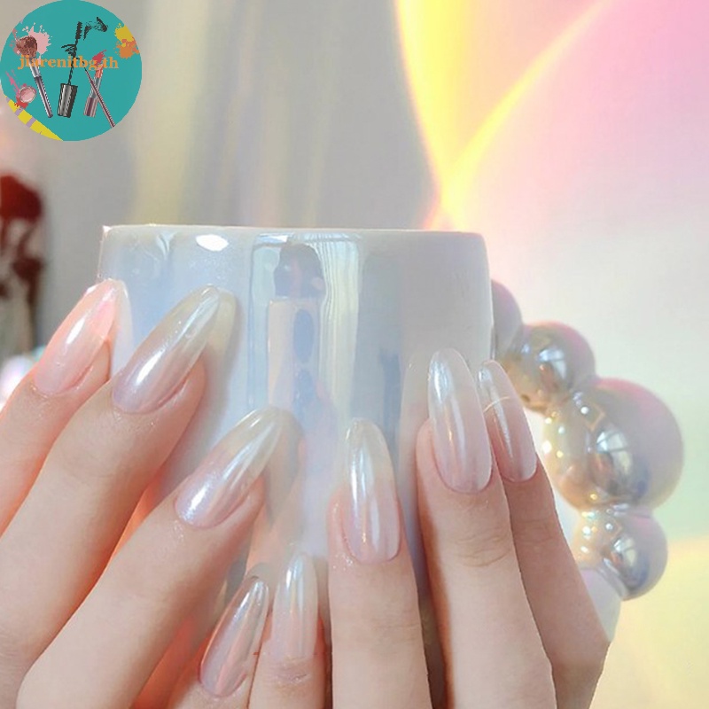 Renbg เลื่อมไข่มุก สีขาว แวววาว หลากสี สําหรับตกแต่งเล็บ 1 กล่อง