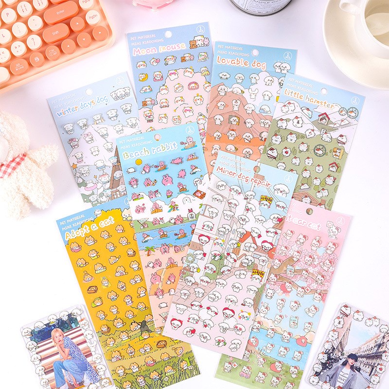 Kawaii สัตว์ Mini ขนาดสมุดภาพสติกเกอร์ Decals DIY ตกแต่งน่ารักสติกเกอร์สําหรับแล็ปท็อป Scrapbooking ไดอารี่โน้ตบุ๊คอัลบั้ม