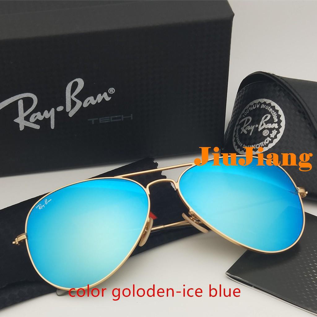 Ray-ban แว่นตากันแดด โลหะ สีฟ้า rb3025 3026