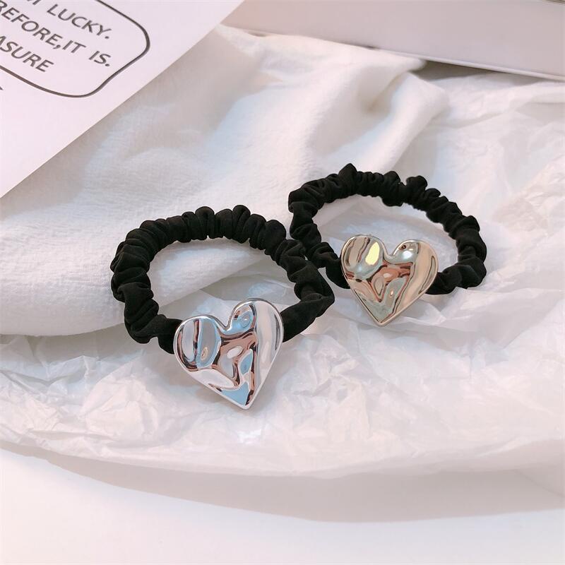 Glossy Love Heart ลําไส้ขนาดเล็กแหวนผมแถบคาดศีรษะหญิง High-End อุปกรณ์เสริมผมทุกวัน Bath Tie เชือกผมยาง Band Headwear
