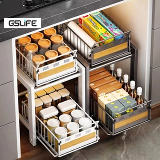 GSlife ชั้นเก็บของที่วางของแบบลิ้นชักใต้อ่างล้างจาน ประหยัดพื้นที่ ชั้นวางของเลื่อนได้