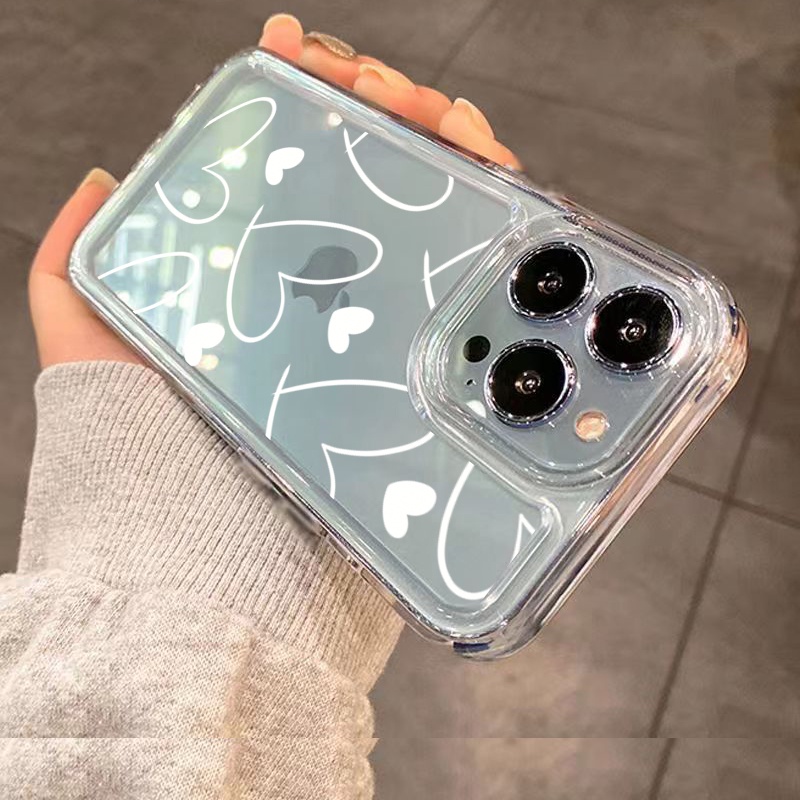 เคสโทรศัพท์มือถือแบบนิ่ม ใส กันกระแทก ลายหัวใจ สีขาว สําหรับ Xiaomi Redmi 12 Note 11 12 13 Pro Plus 5G Turbo 12S 11 11S 10 10S 9S Pro Redmi 13C 10C 12C - รูปที่ 6