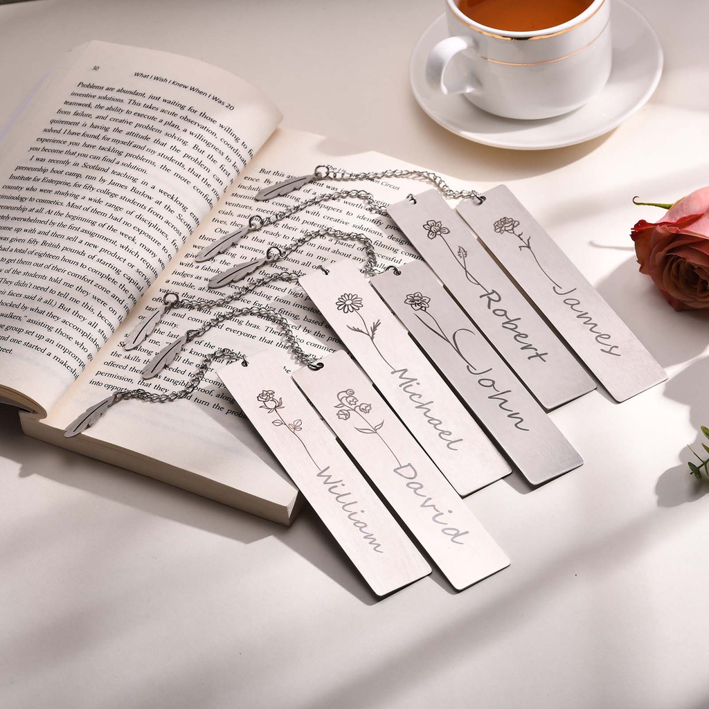 Vnox ที่คั่นหนังสือ สเตนเลส ลายดอกไม้ 12 เดือน ไม่จางหาย