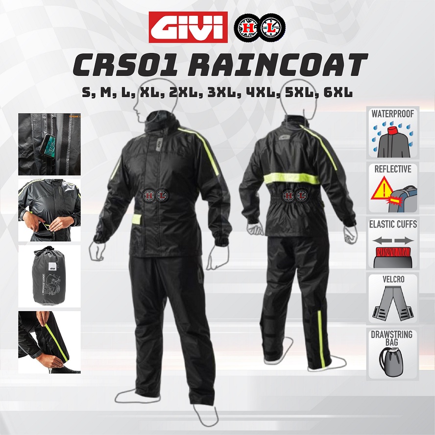 GIVI RAINCOAT CRS01 COMFORT กันน้ํา (Baju Hujan Motor Gv Tebal Tahan Lasak ร่มสบายเสื้อผ้า Hujan Giv