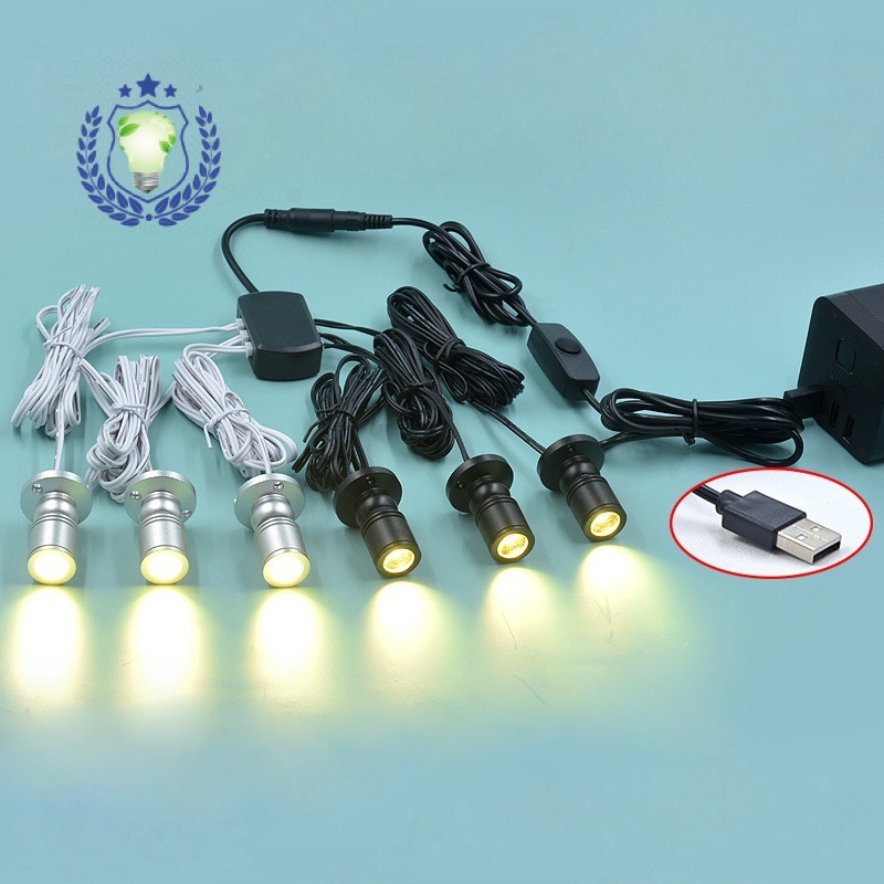 ไฟสปอตไลท์ LED 1+2/3/4/6/8 หรี่แสงได้ USB 5V สําหรับโชว์โมเดล เคาน์เตอร์ ตู้ไวน์ และอื่น ๆ