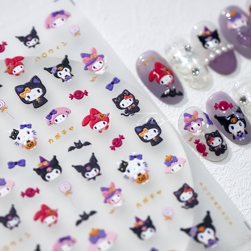 [Meow.Sensei] สติกเกอร์ ลายการ์ตูนน่ารัก 5D มีกาวในตัว สําหรับติดตกแต่งเล็บ