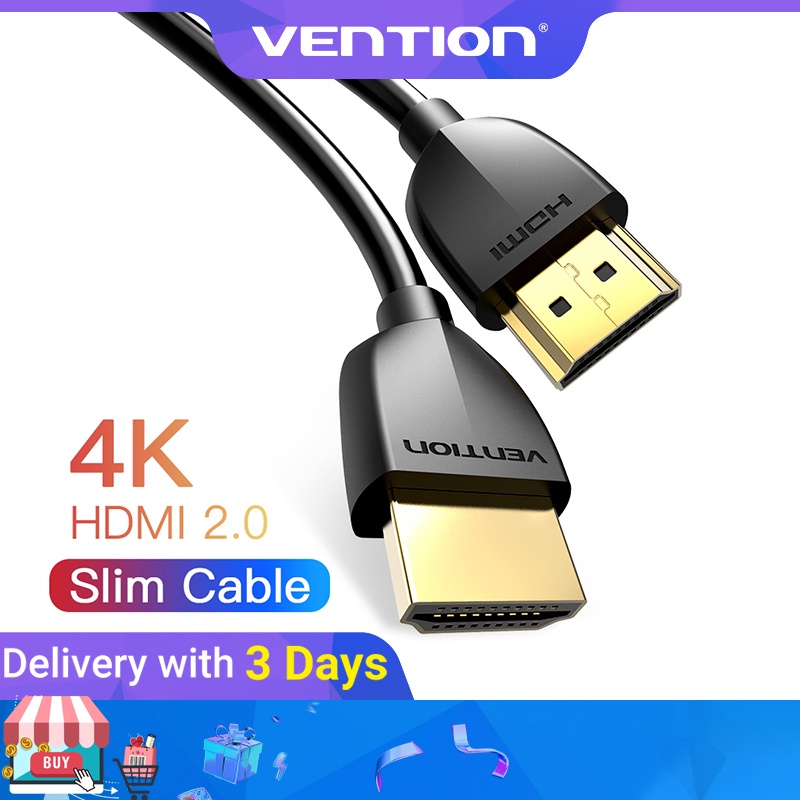 Vention สาย HDMI 2.0 สาย Super Slim HDMI รองรับสายต่อ HDMI 4K 60Hz 3D