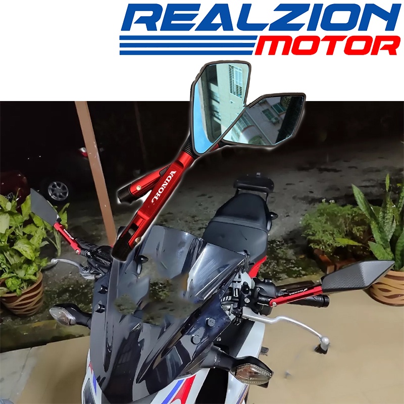 Realzion กระจกมองข้างอลูมิเนียมอัลลอยด์ Cnc สําหรับรถจักรยานยนต์ Honda Cb150r Cb250r Cb300r Cb500X F Cb650r Cb650f 1 ชุด