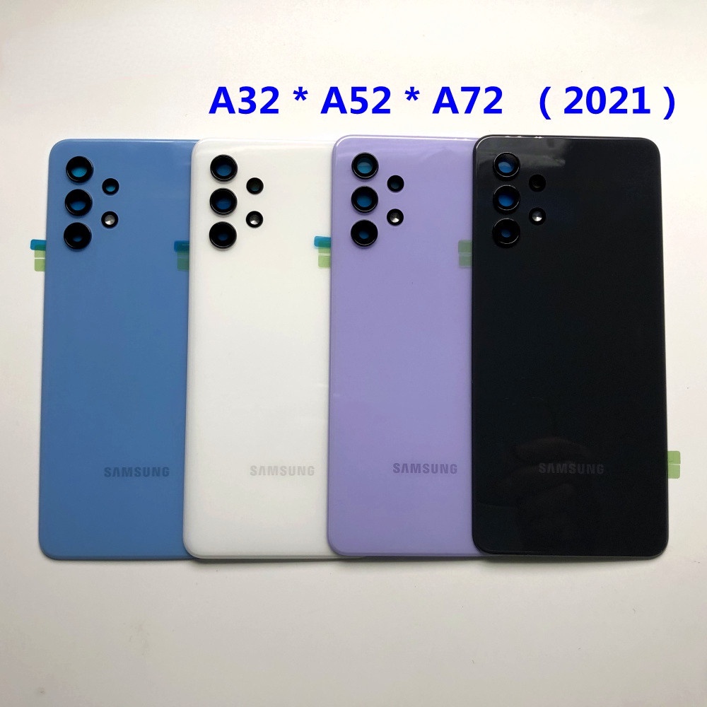Samsung Galaxy A32 A52 A72 4G 5G ฝาหลังด้านหลังเคสโทรศัพท์แบตเตอรี่ฝาปิดประตูพลาสติกสติกเกอร์กาวเปลี่ยน