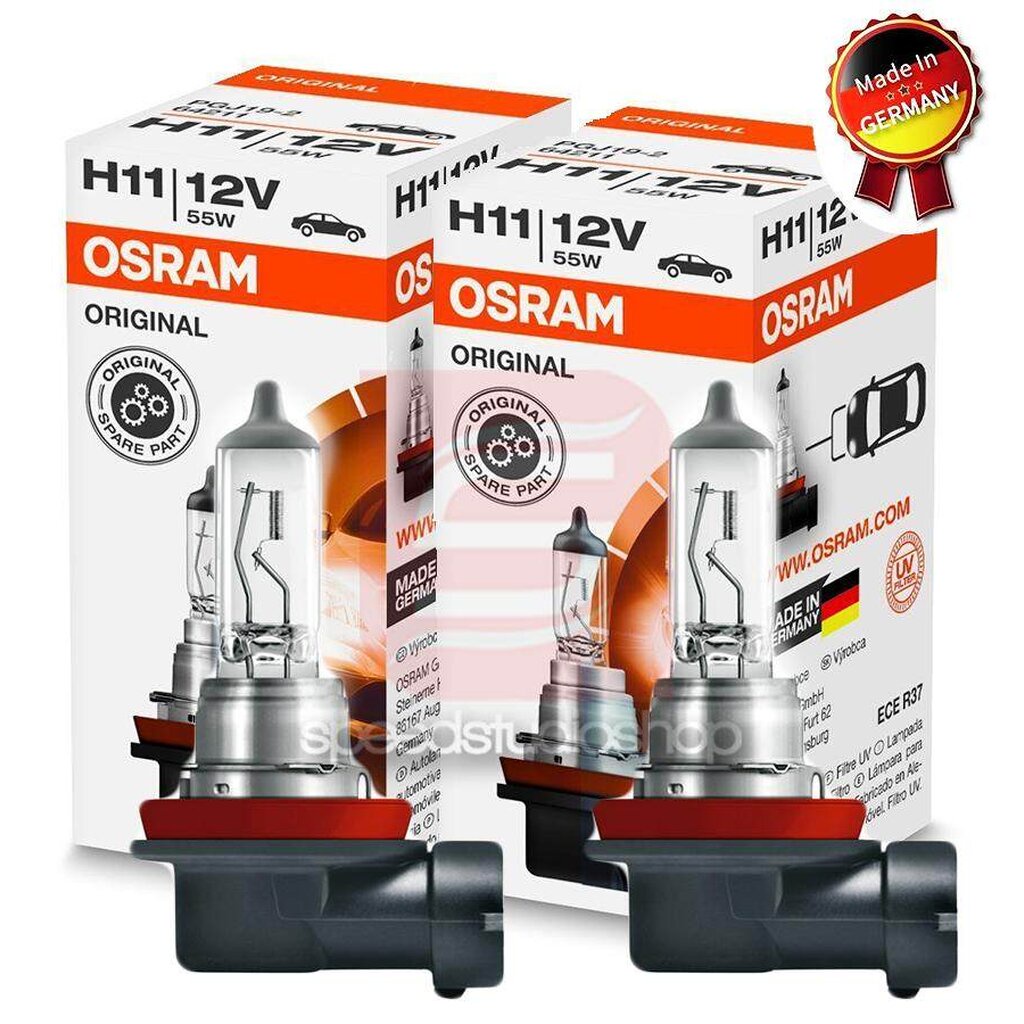 Osram หลอดไฟหน้า หลอดไฟรถยนต์ ไฟหน้า ไฟตัดหมอก H11 55W Original 12V 1คู่ H11