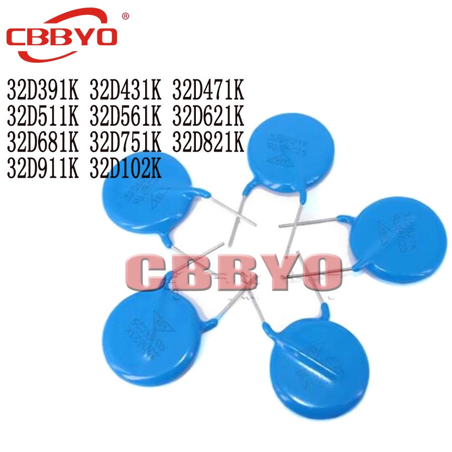 1pcs แรงดันไฟฟ้าภูมิแพ้ 32D391K 32D431K 32D471K 32D511K 32D561K 32D621K 32D681K 32D751K 32D821K 32D9